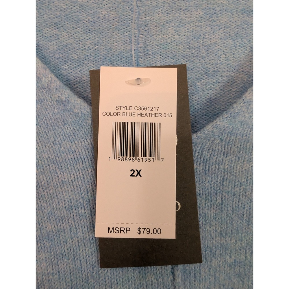 New Vince Camuto Women's Plus V Neck Sweater Long Sleeve Pullover Lt Blue 2x 3X - Picture 3 of 8